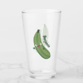 Niedlicher Zucchini-Happy-Cartoon Glas (Vorderseite)