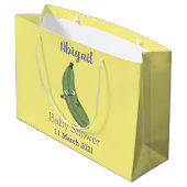 Niedlicher Zucchini-Happy-Cartoon Große Geschenktüte (Rückseite Schrägansicht)