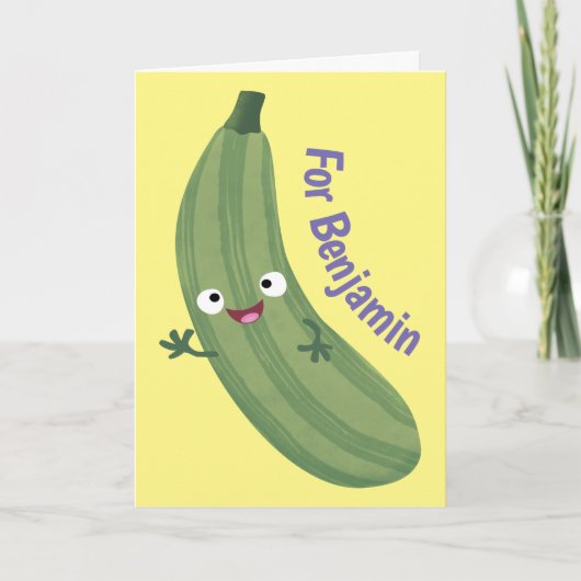 Niedlicher Zucchini-Happy-Cartoon Karte (Vorderseite)