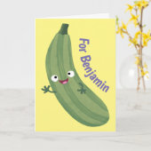 Niedlicher Zucchini-Happy-Cartoon Karte (Gelbe Blume)