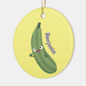 Niedlicher Zucchini-Happy-Cartoon Keramik Ornament (Links)