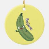 Niedlicher Zucchini-Happy-Cartoon Keramik Ornament (Hinten)