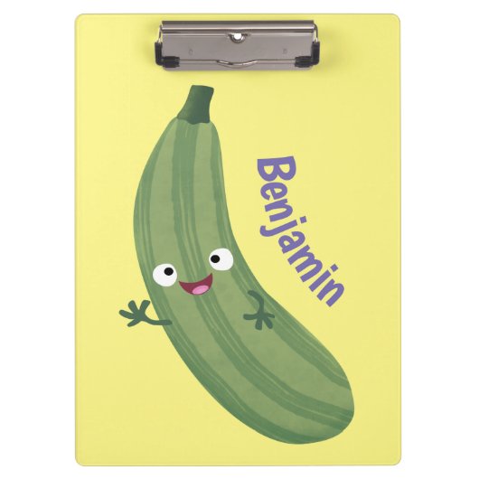 Niedlicher Zucchini-Happy-Cartoon Klemmbrett (Vorderseite)