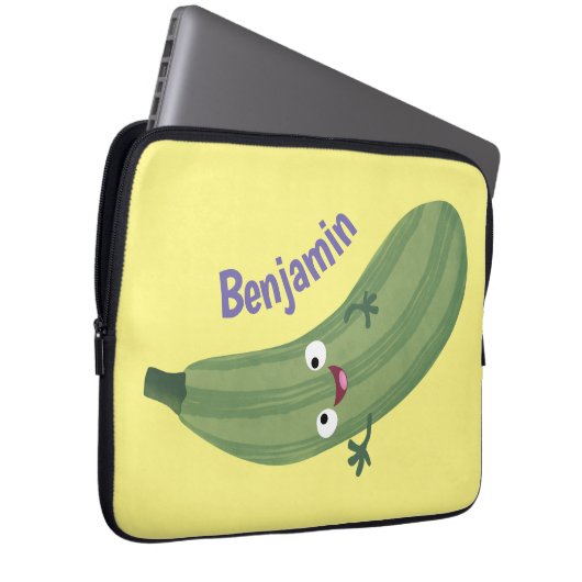 Niedlicher Zucchini-Happy-Cartoon Laptopschutzhülle (Vorne Rechts)