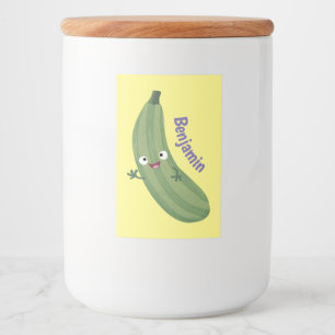 Niedlicher Zucchini-Happy-Cartoon Lebensmitteletikett