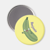 Niedlicher Zucchini-Happy-Cartoon Magnet (Vorderseite/Rückseite)
