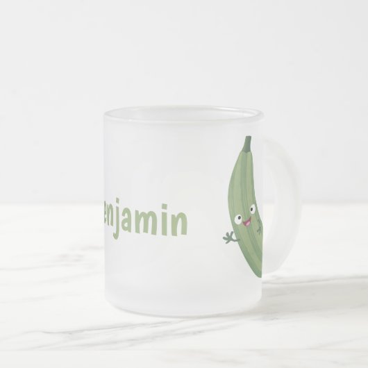 Niedlicher Zucchini-Happy-Cartoon Mattglastasse (VorderseiteRechts)