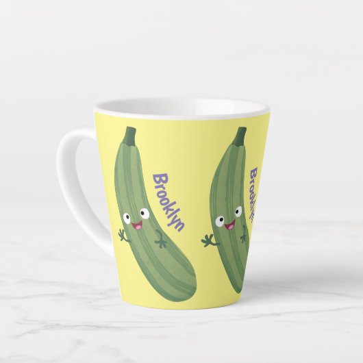 Niedlicher Zucchini-Happy-Cartoon Milchtasse (Linke Ecke)