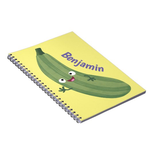Niedlicher Zucchini-Happy-Cartoon Notizblock (Rechte Seite)