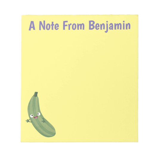 Niedlicher Zucchini-Happy-Cartoon Notizblock (Vorderseite)