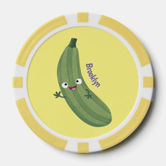 Niedlicher Zucchini-Happy-Cartoon Pokerchips (Vorderseite)