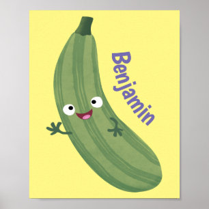 Niedlicher Zucchini-Happy-Cartoon Poster
