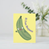 Niedlicher Zucchini-Happy-Cartoon Postkarte (Stehend Vorderseite)