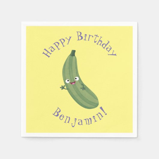 Niedlicher Zucchini-Happy-Cartoon Serviette (Vorderseite)