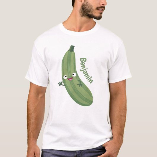 Niedlicher Zucchini-Happy-Cartoon T-Shirt (Vorderseite)