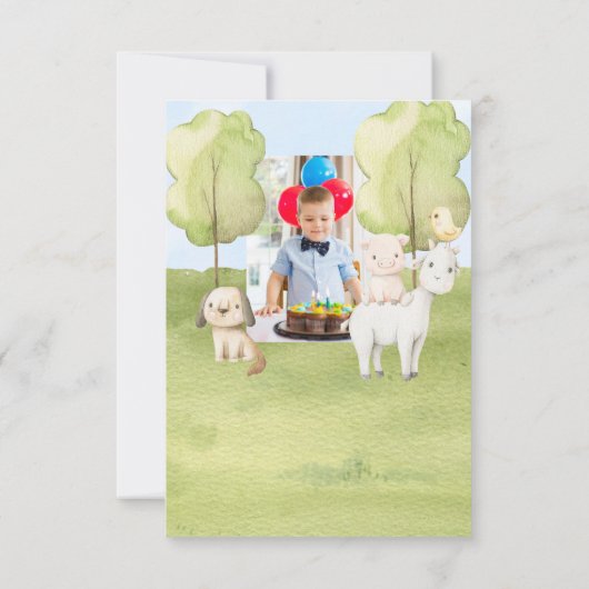 Niedlicher Zuchttierzuchtbarnyj zum dritten Geburt Einladung (Rückseite)