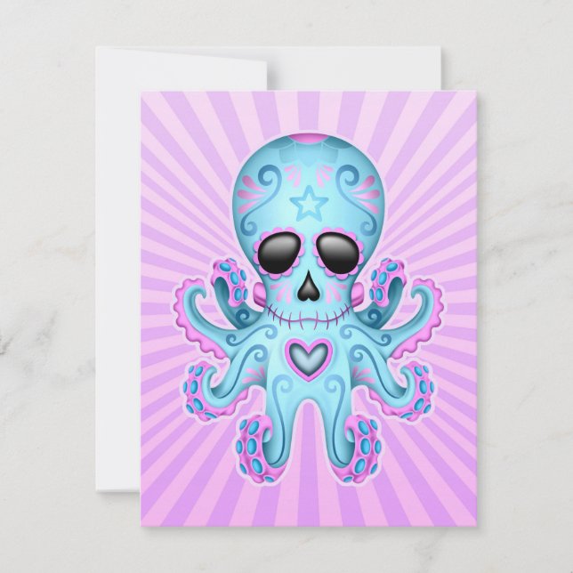 Niedlicher Zucker Schädel Zombie Octopus - Blau Li (Vorderseite)