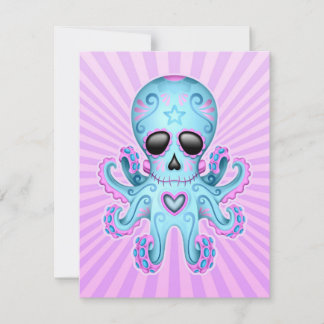 Niedlicher Zucker Schädel Zombie Octopus - Blau Li