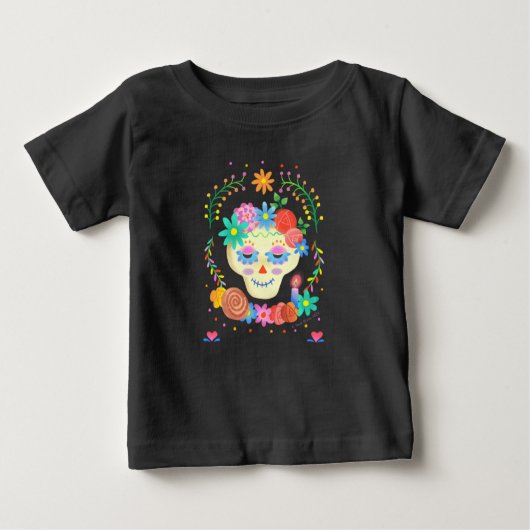 Niedlicher Zucker Skull Día de los Muertos Baby T-shirt (Vorderseite)