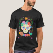Niedlicher Zucker Skull Día de los Muertos T-Shirt (Vorderseite)