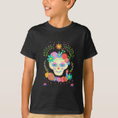 Niedlicher Zucker Skull Día de los Muertos T-Shirt (Vorderseite)