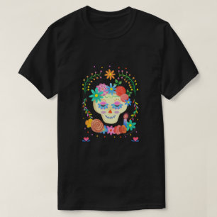 Niedlicher Zucker Skull Día de los Muertos T-Shirt