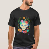 Niedlicher Zucker Skull Día de los Muertos T-Shirt (Vorderseite)