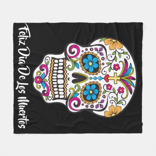 Niedlicher Zuckerhut Tag der Toten Fleecedecke (Vorderseite (Horizontal))