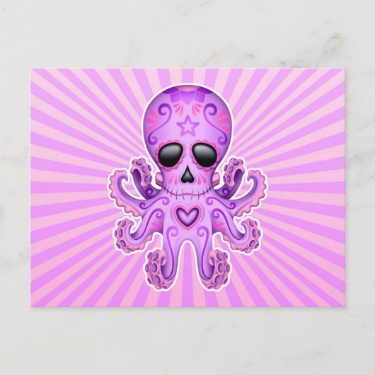 Niedlicher Zuckerhut Zombie Octopus - Lila Postkarte (Vorderseite)