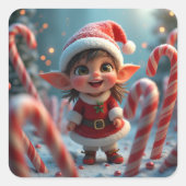 Niedlicher Zuckerrohrelf Quadratischer Aufkleber (Vorderseite)