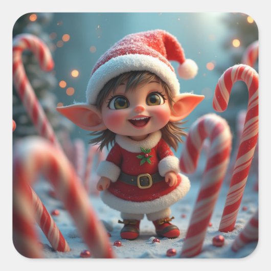 Niedlicher Zuckerrohrelf Quadratischer Aufkleber (Vorderseite)