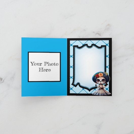 Niedlicher Zuckerschädel Dankeskarte (Innenseite)