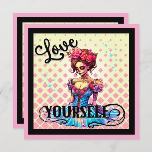 Niedlicher Zuckerschädel Feiertagskarte (Vorne/Hinten)