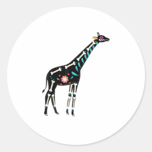 Niedlicher Zuckerschädel mexikanische Giraffe Hall Runder Aufkleber