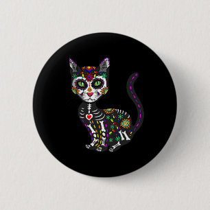Niedlicher Zuckerschädel mexikanische Katze Hallow Button