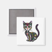 Niedlicher Zuckerschädel mexikanische Katze Hallow Magnet (Vorderseite/Rückseite)