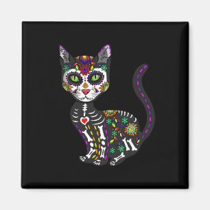 Niedlicher Zuckerschädel mexikanische Katze Hallow Magnet