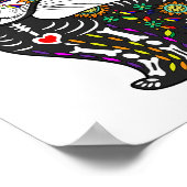 Niedlicher Zuckerschädel mexikanische Katze Hallow Poster (Ecke)