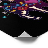 Niedlicher Zuckerschädel mexikanische Katze Hallow Poster (Ecke)