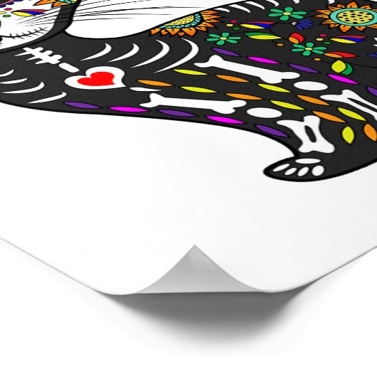 Niedlicher Zuckerschädel mexikanische Katze Hallow Poster (Ecke)