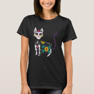 Niedlicher Zuckerschädel mexikanische Katze Hallow T-Shirt