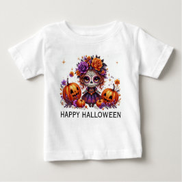Niedlicher Zuckerschädel mit Jack-O-Laternen und B Baby T-shirt