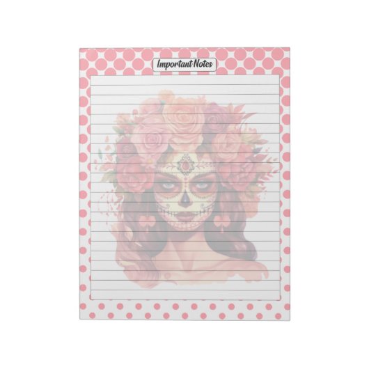 Niedlicher Zuckerschädel Wichtige Hinweise Notizblock (Rotiert)