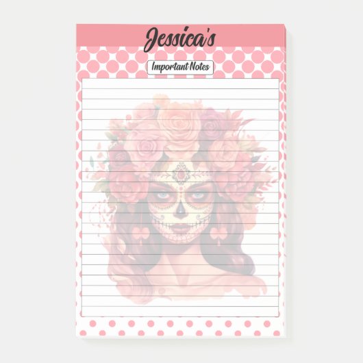 Niedlicher Zuckerschädel Wichtige Hinweise Post-it Klebezettel (Vorderseite)