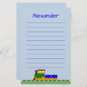 Niedlicher Zug mit dem Namen des Jungen Briefpapier (Vorne/Hinten)