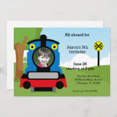 Niedlicher ZugGeburtstag Einladung (Vorne/Hinten)