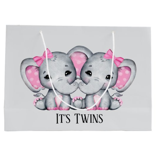 niedlicher Zwillingsmädchen-Elefant Große Geschenktüte (Rückseite)