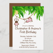 Niedlicher Zwillingsmonster Geburtstagsparty Einla Einladung (Vorne/Hinten)