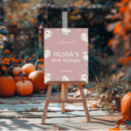 Niedliches 1 Halloween Begrüßungszeichen Poster