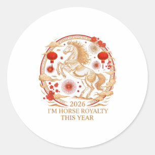 Niedliches 2026 Pferd Royalty Zodiac Dame Fortune Runder Aufkleber